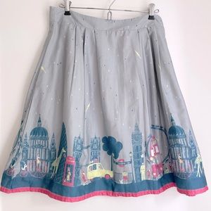 Palava London Thunderstorm Cotton Skirt Poppy England ModCloth
